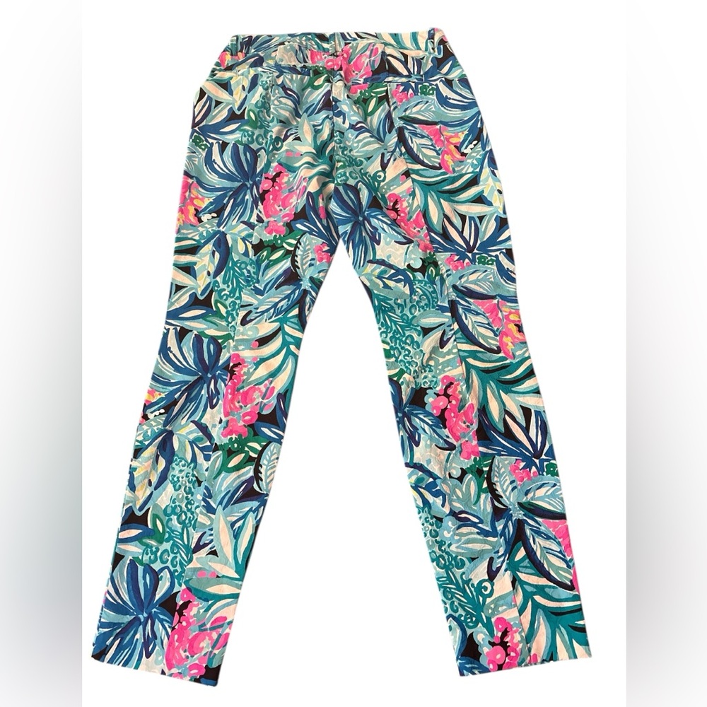 Lilly Pulitzer Kelly Skinny Ankle Pants 8 Maldives Green Tropical Print Stretch - Picture 4 of 8